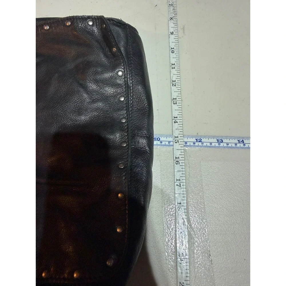 J.Jill Messenger Bag Women OS Black Leather Studded Y2K 11-H022 Grunge Aesthetic
